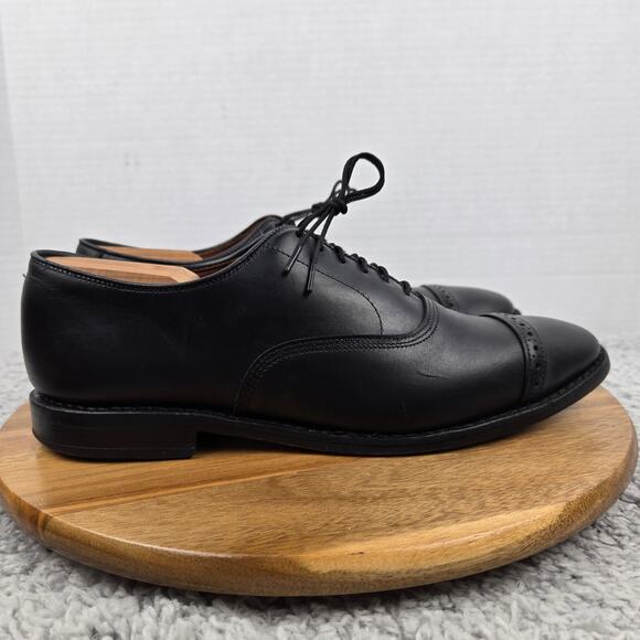 Allen Edmonds Mens 8.5D Fifth Avenue Black Cap Toe Brogue Oxford Dress Shoe - Picture 3 of 13